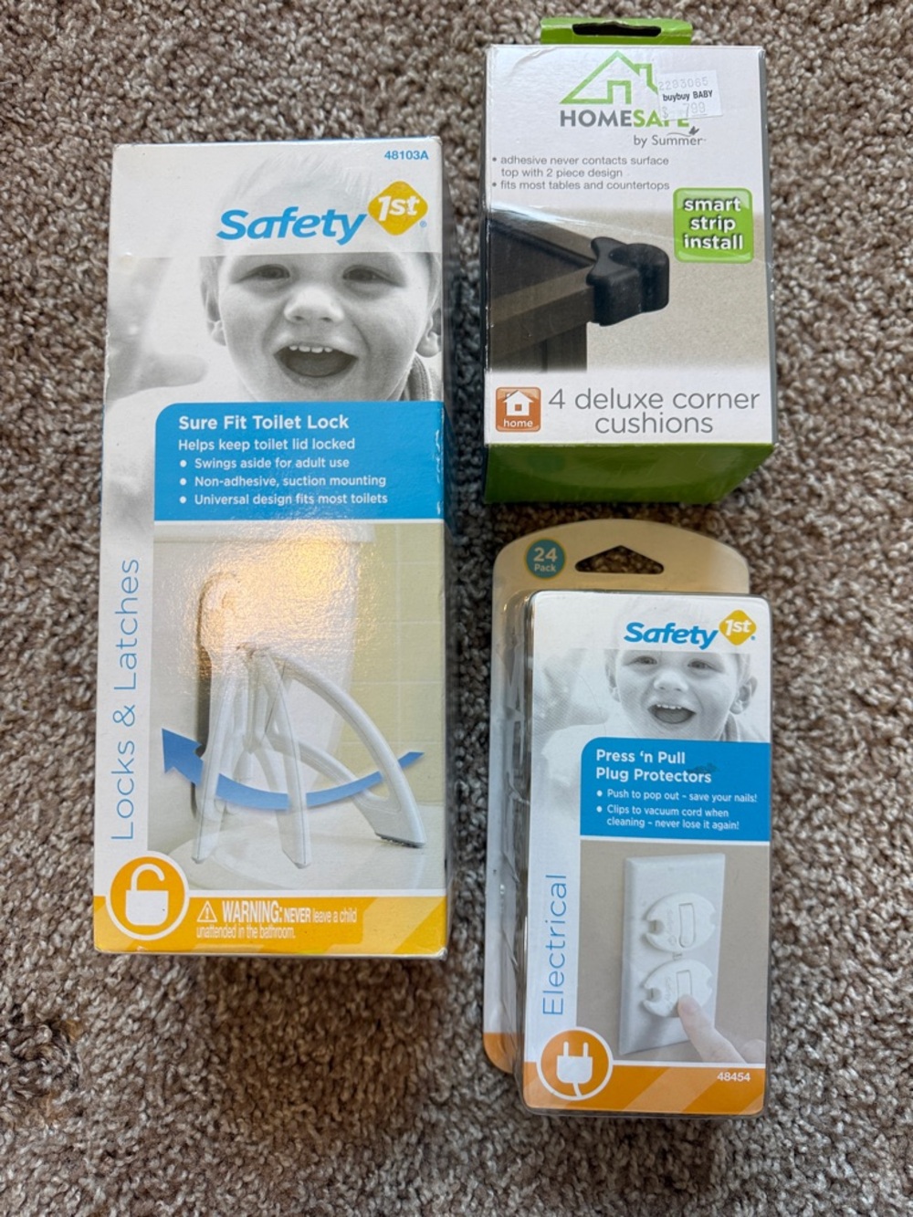 Safety 1st White Sure Fit Toilet Lock & Plug Protectors - Child Safety Set